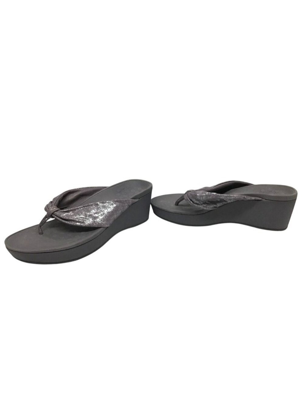 Vionic Arabella Gray Platform Wedge Heel Thong Sandal Size 8